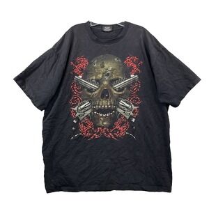 Jays Rock Y2K T-Shirt Men 3XL Skull Guns Studded Double Graphic Biker Embelished